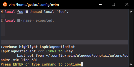 LspDiagnosticHint doesn't seem to be used for virtual text and hover ...