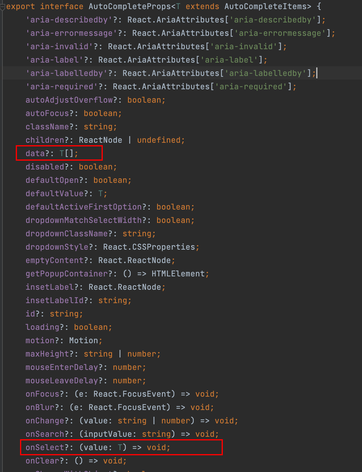 [BUG] AutoComplete onSelect 拿到的参数类型与实际的 ts 提示不一致 · Issue #1180 ...