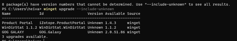  include unknown Shows A Lower Number Of Packages After Running 