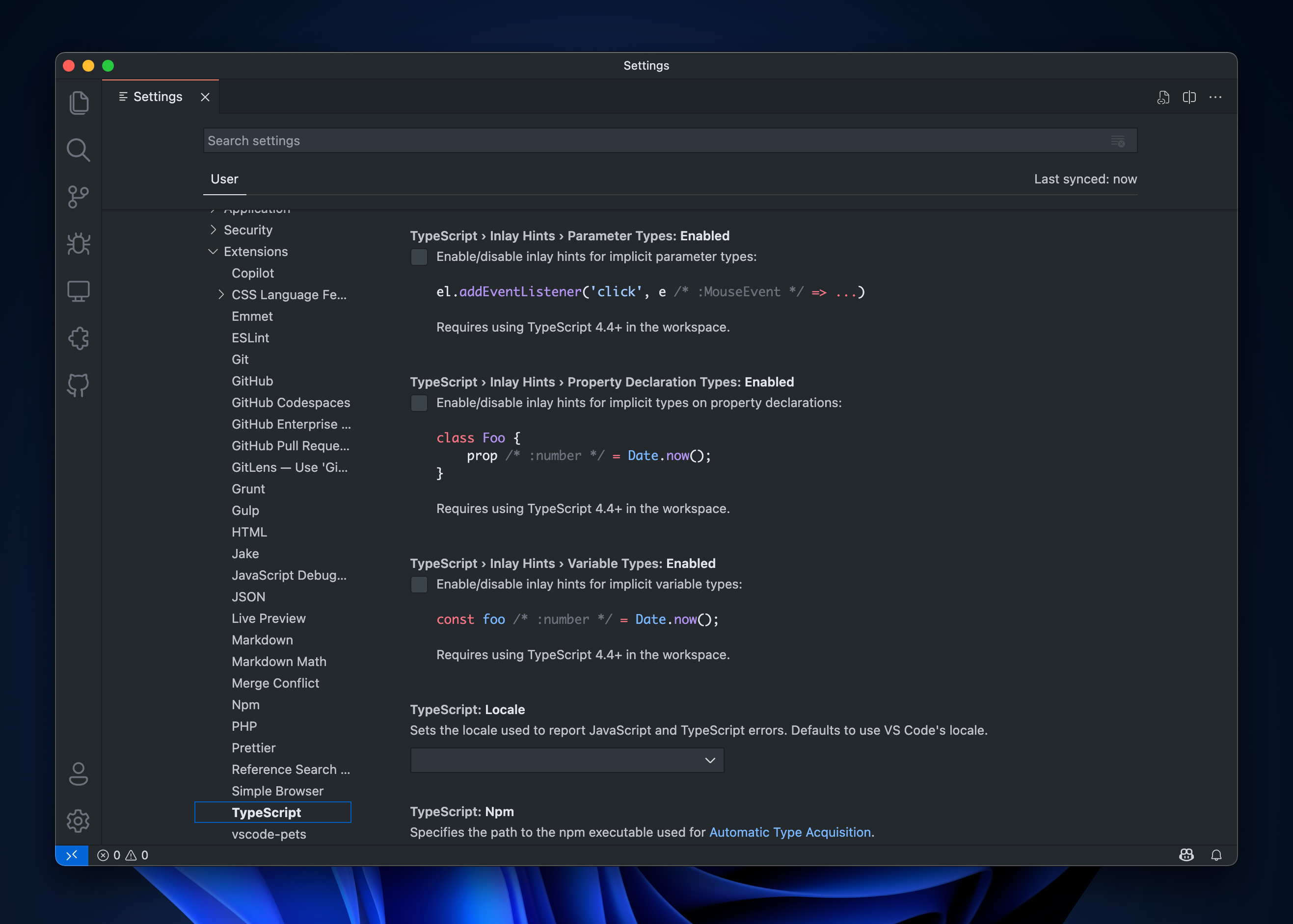 Language settings: support live code snippets to reflect formatter ...