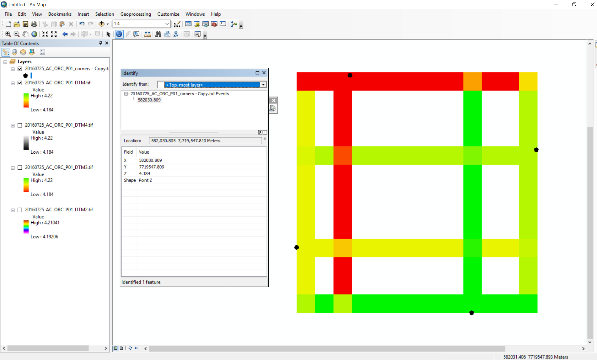 Interpolating points to grid with writers.gdal IDW produced unexpected ...