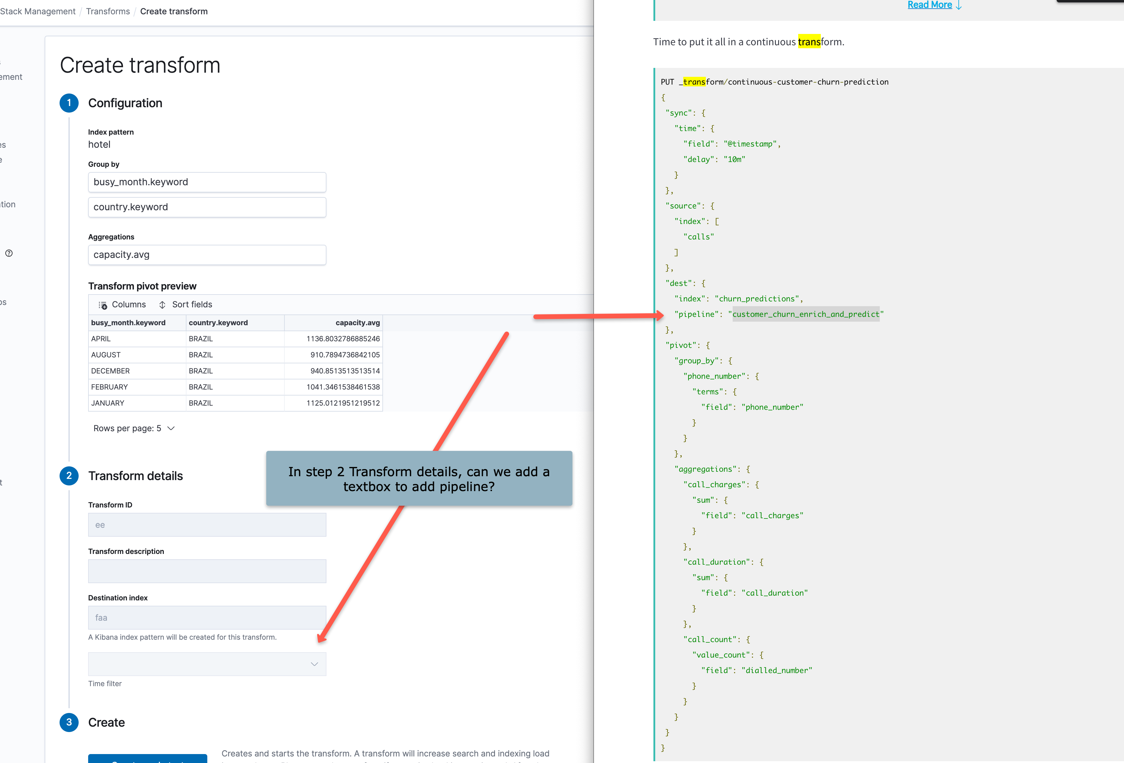 [ML] Transforms: Add support on create transform UI to accept pipeline ...