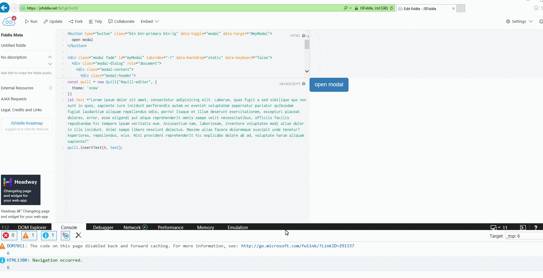 Problem with Quill in bootstrap modal (IE11) · Issue 1474 · quilljs