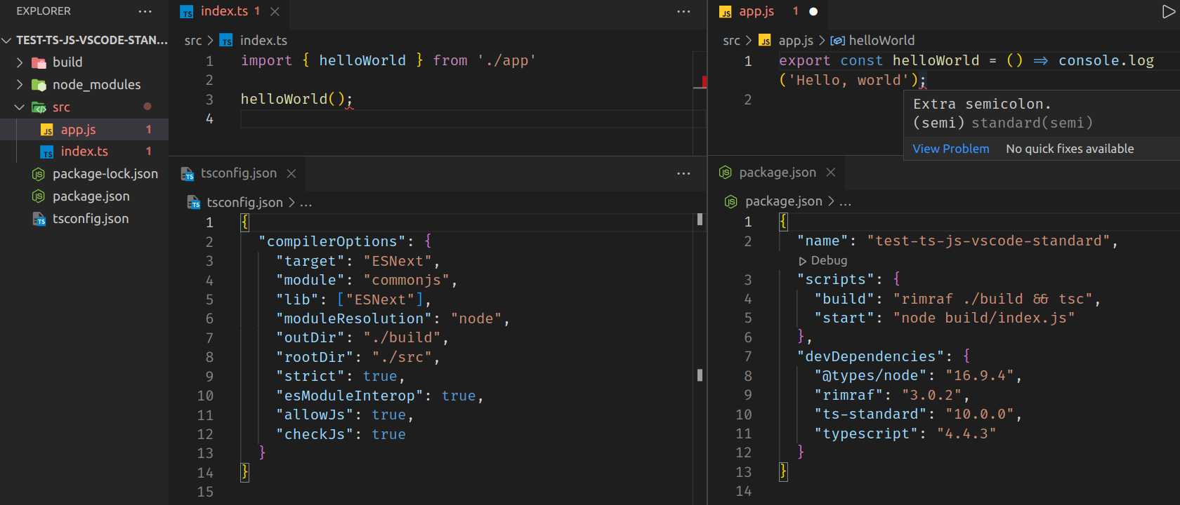 Support for standard and tsstandard in mixed projects · Issue 285