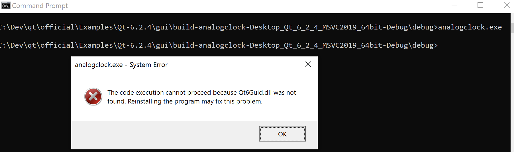 Powershell 7.2.2 does not show missing dll popup when running an