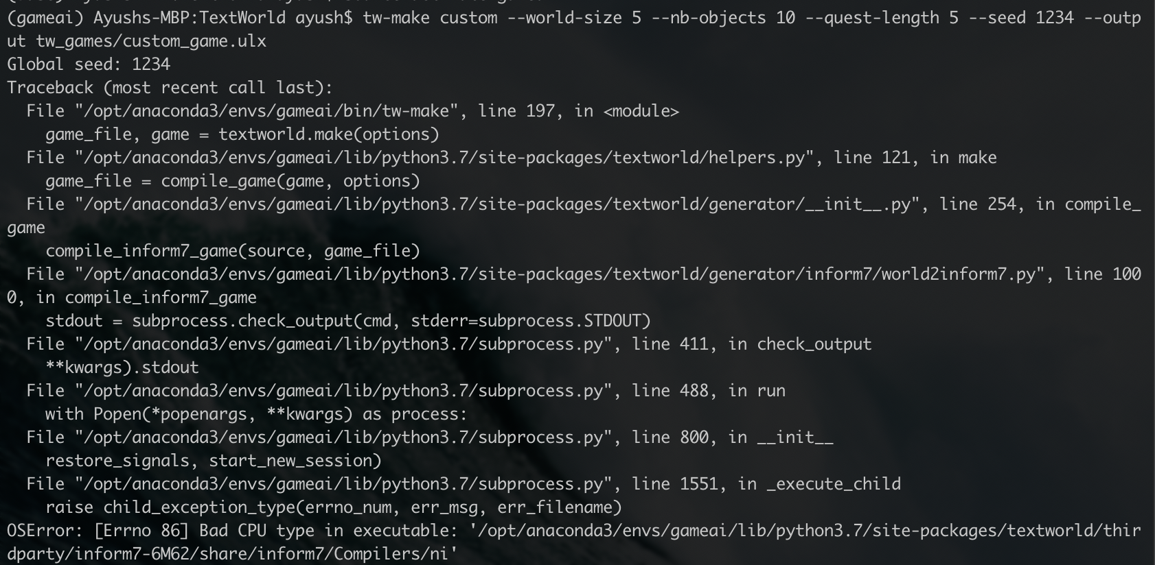 OSError [Errno 86] Bad CPU type in executable macOS Catalina · Issue