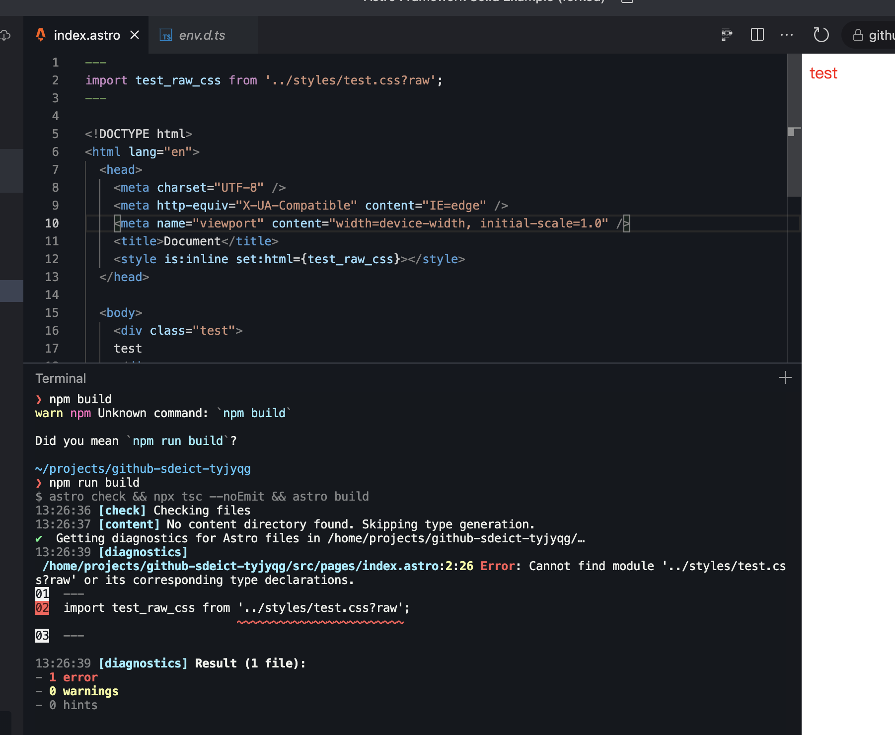 Cannot find module '*?raw' or its corresponding type declarations ...