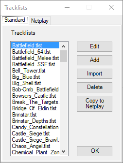 The Tracklists window