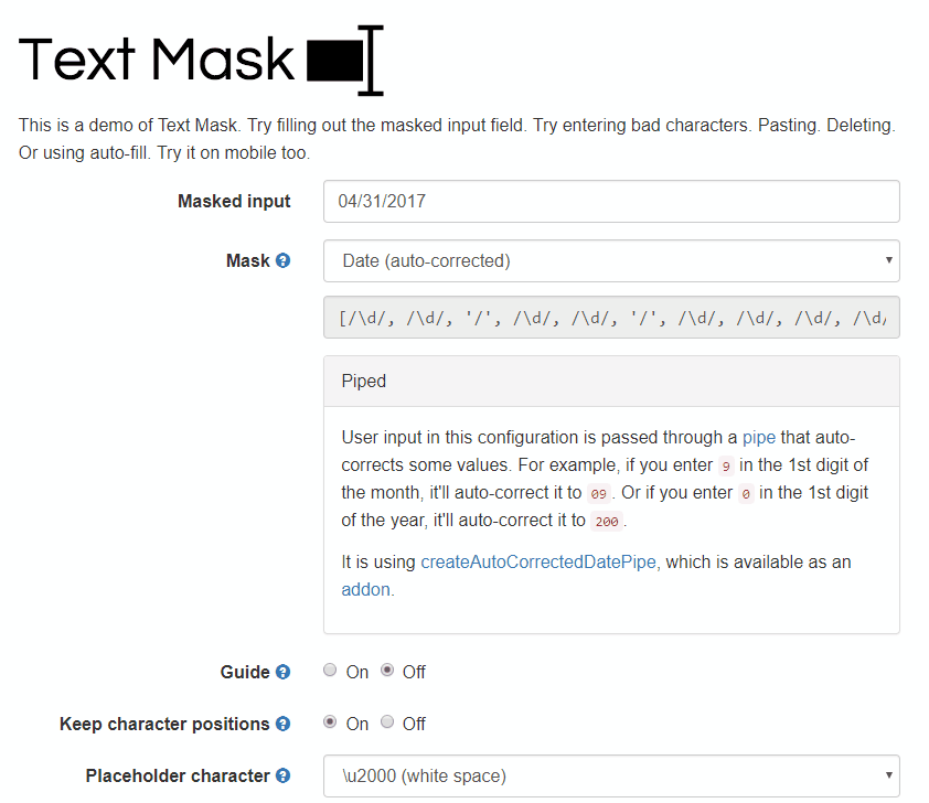 Date Masking with autocorrect pipe causes year to change when