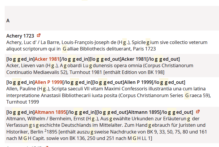 Screenshot Suchergebnis in Bibl auf Homepage