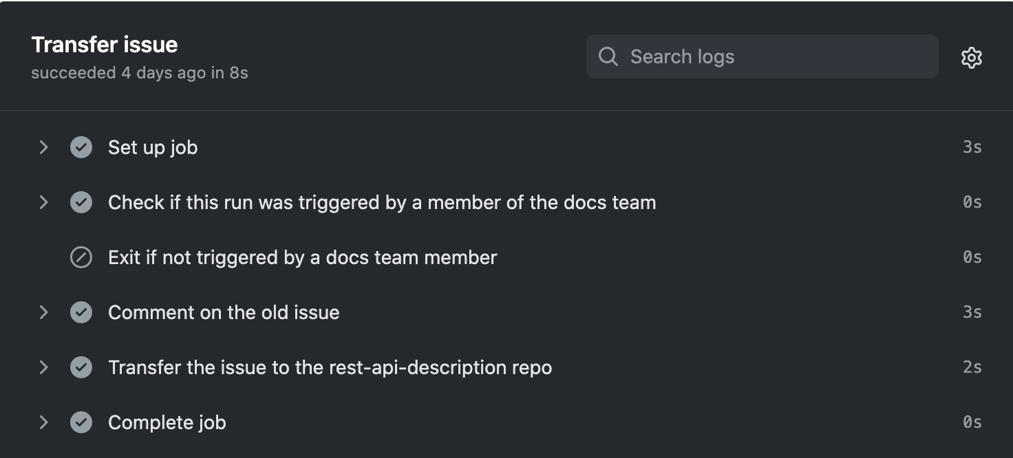 workflow run log
