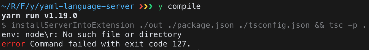 Receiving error when trying to install language server into extension ...