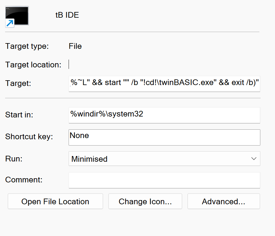 Desktop shortcut to open the latest IDE version always · twinbasic ...