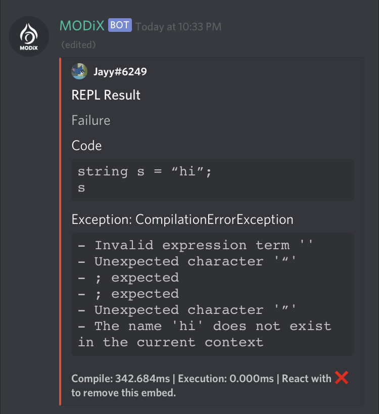 Sanitize Eval input for phone use · Issue #515 · discord-csharp/MODiX ...