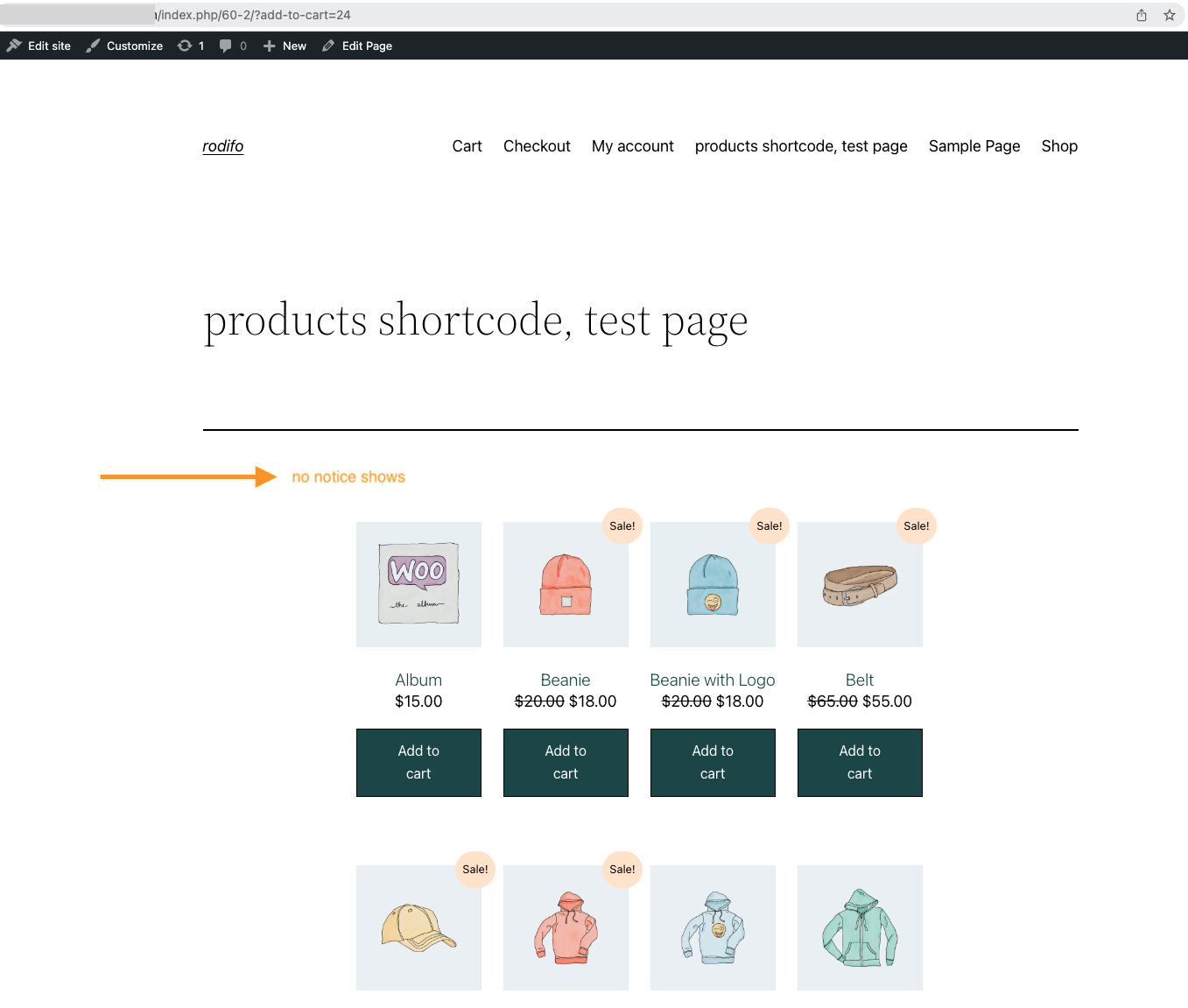 Product added notice is not showing after adding a product (if the ...
