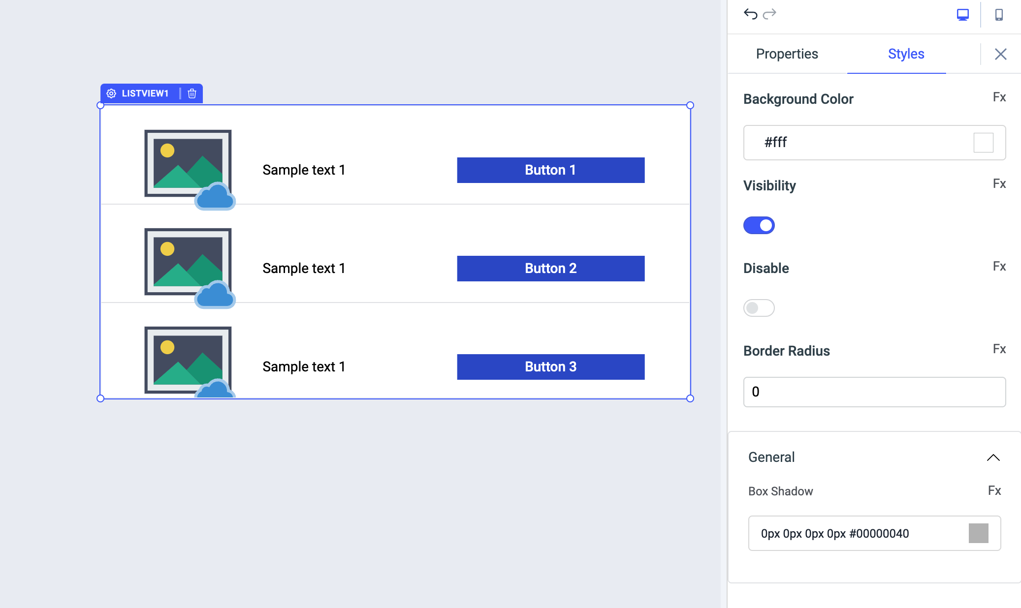 Add border color property for outer border to the list view styles ...