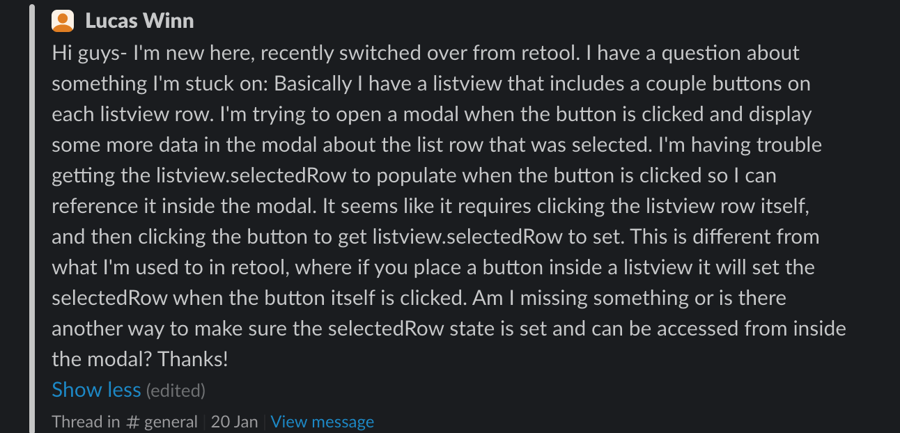 [listView] selectedRowId does not update when a button is clicked in a ...