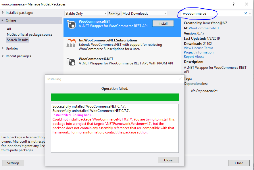 I can't install on .net 4.7.3190.0 · Issue #390 · XiaoFaye/WooCommerce ...