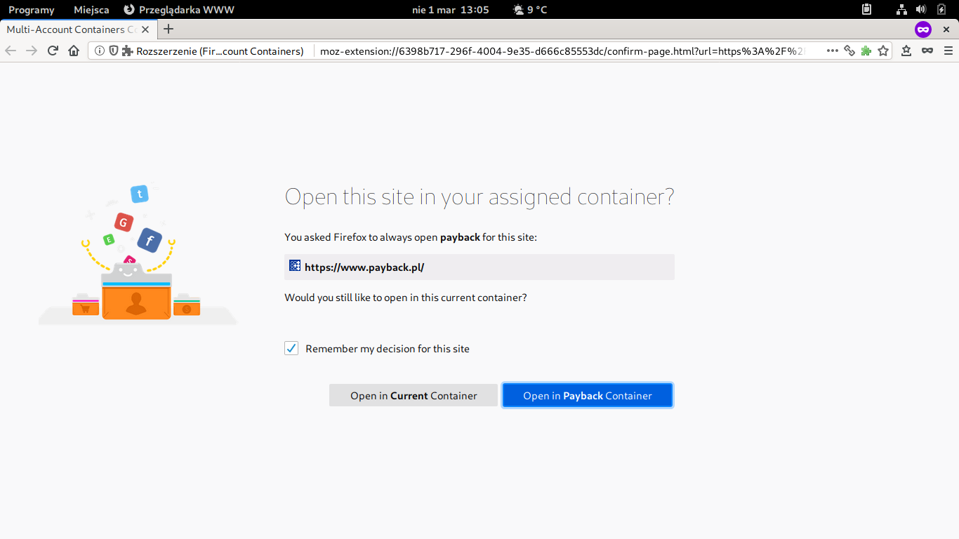 Multi-accounts works in private window blocking assigned sites · Issue  #1669 · mozilla/multi-account-containers
