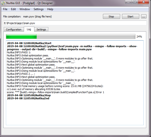 Tried to run compiler executable. Tried to run compiler executable
