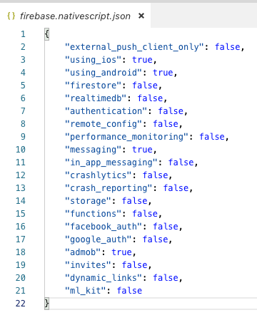 firebase nativescript json