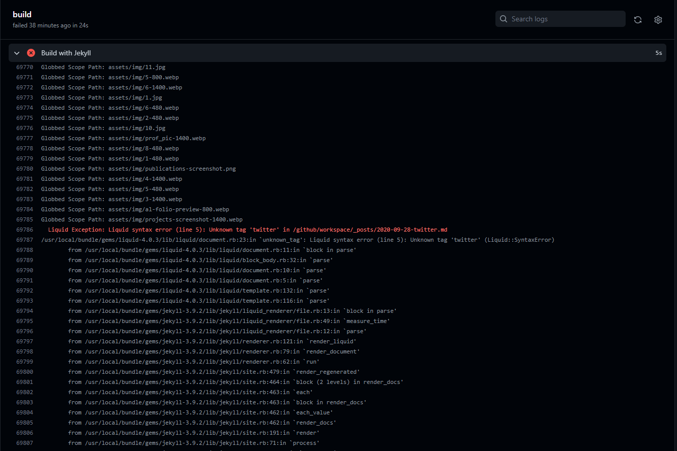pages build and deploy Workflow error : github-pages 227 | Error ...