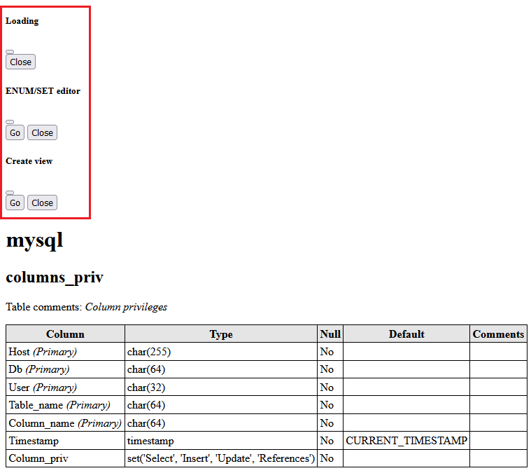 Unwanted text on data dictionary page · Issue #17169 · phpmyadmin ...