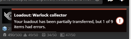 Transferring a loadout including a subclass throws an error · Issue ...