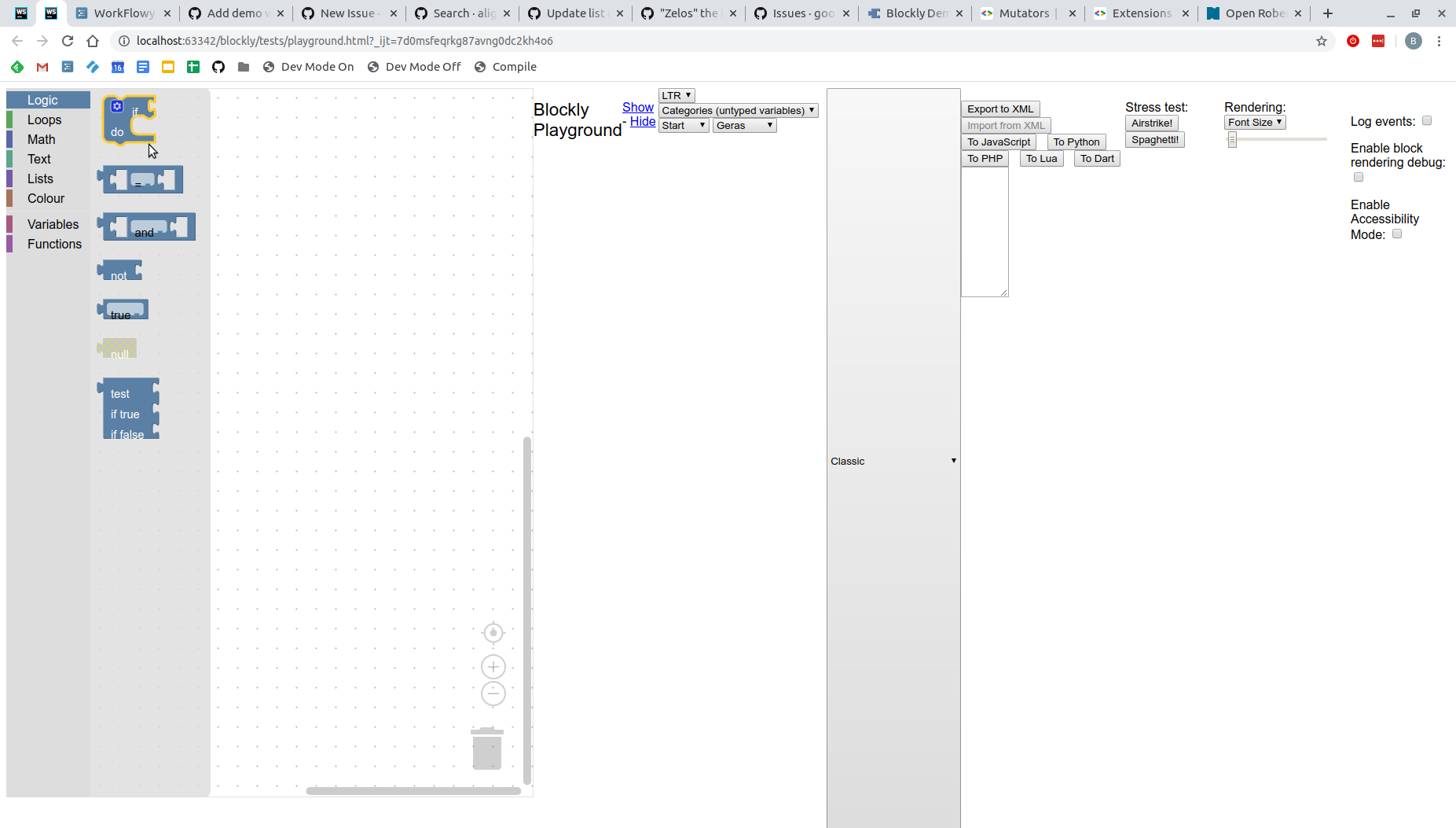 Display flex breaks measureFontMetrics · Issue 3710 · google/blockly