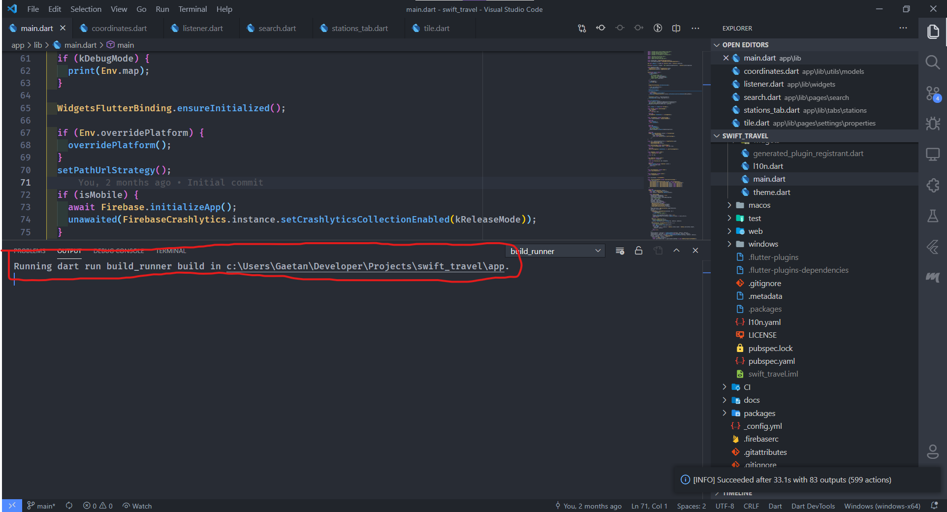 Command 'Freezed Build with build_runner' resulted in an error