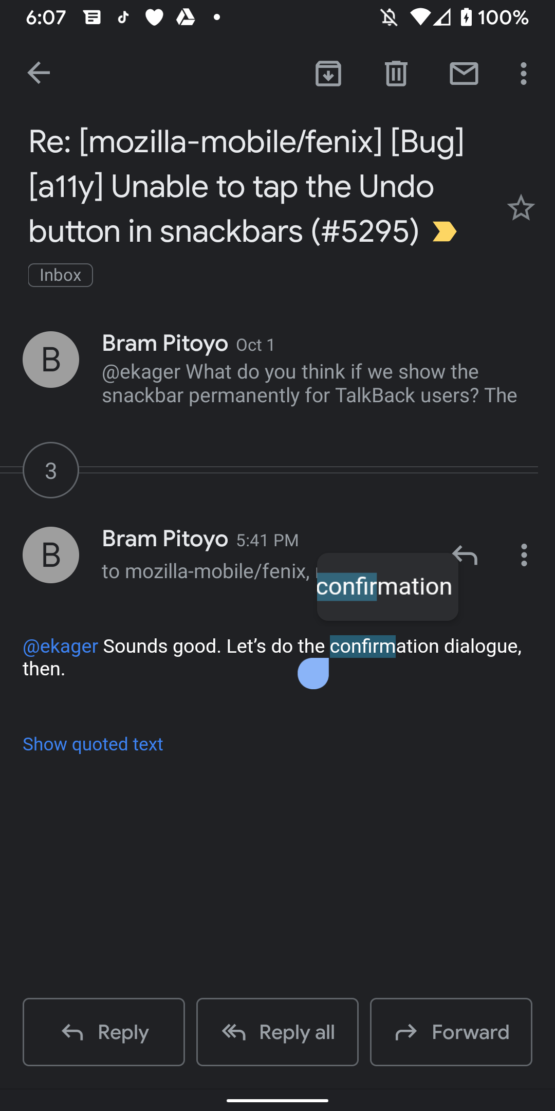 Use the magnifier for selecting content text on Android P · Issue 3510