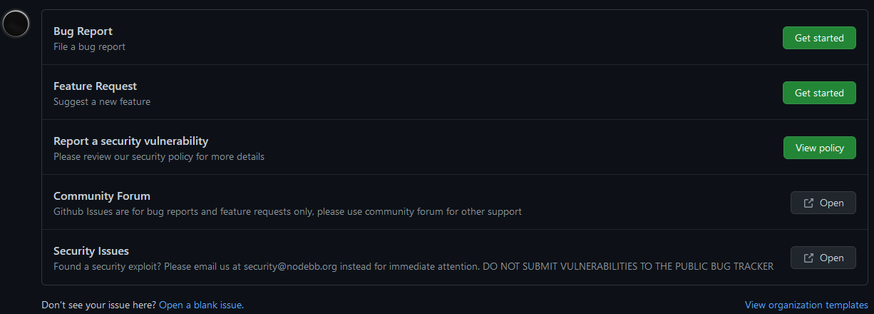 example of redundant Security Issues link below the default Report a security vulnerability link to the security policy