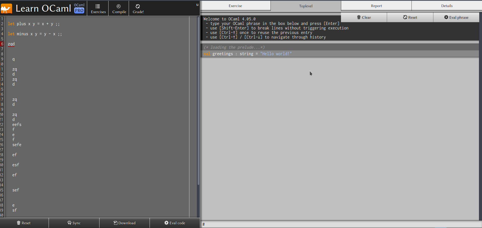 toplevel of exercise