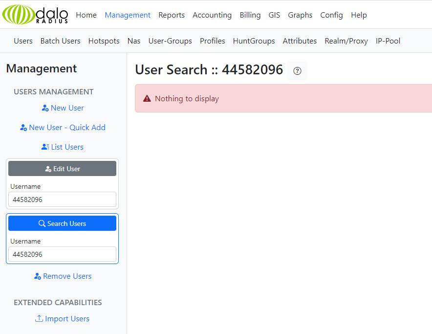 User Search · Issue #382 · lirantal/daloradius · GitHub