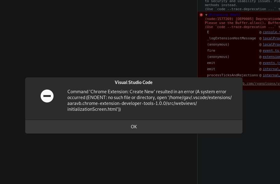 pack dependecy + unexplained error · Issue 3 · gadhagod/vscode