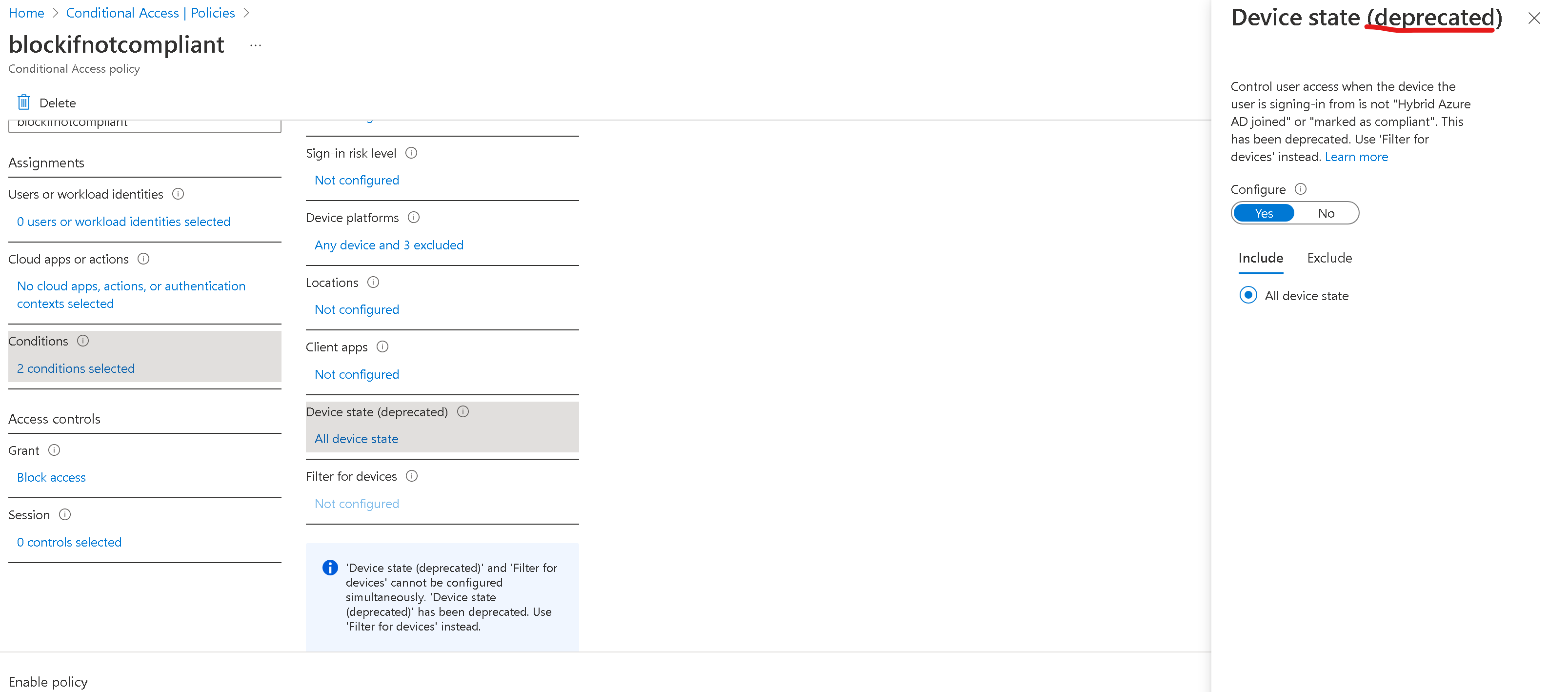 Conditional Access Policy - The server could not process the request ...