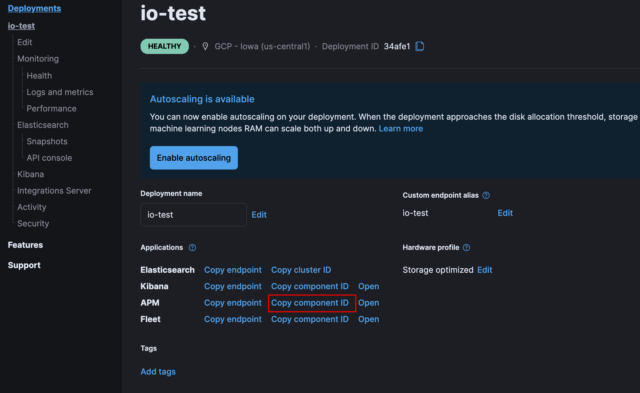 apm cluster ID