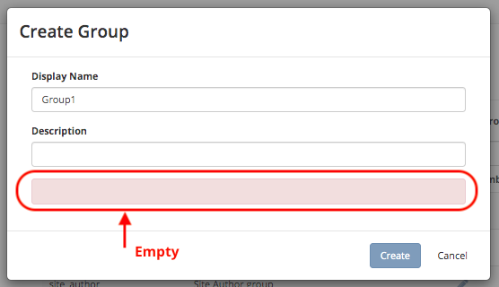 [studio-ui] Create Group does not display error message when creating a ...