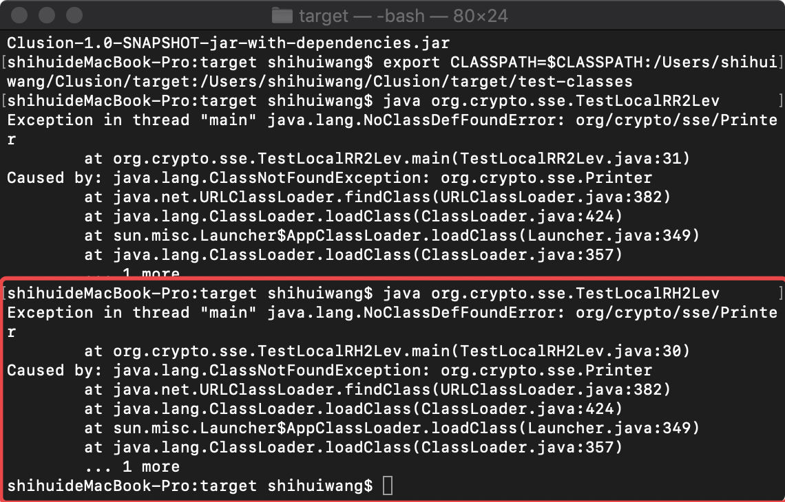 java.lang.NoClassDefFoundError org/crypto/sse/Printer · Issue 14
