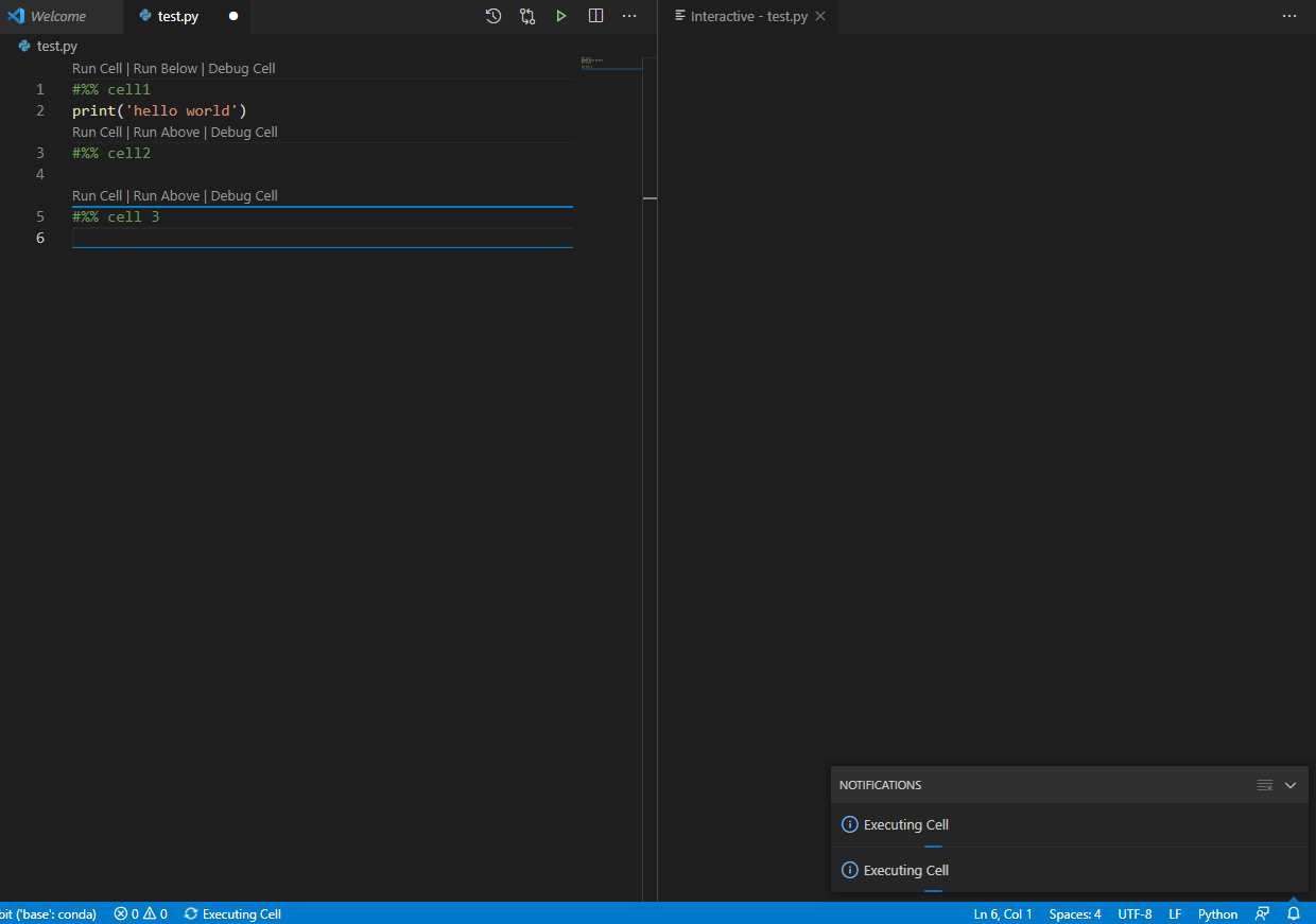 interactive tab not showing any results -stuck showing executing cell ...