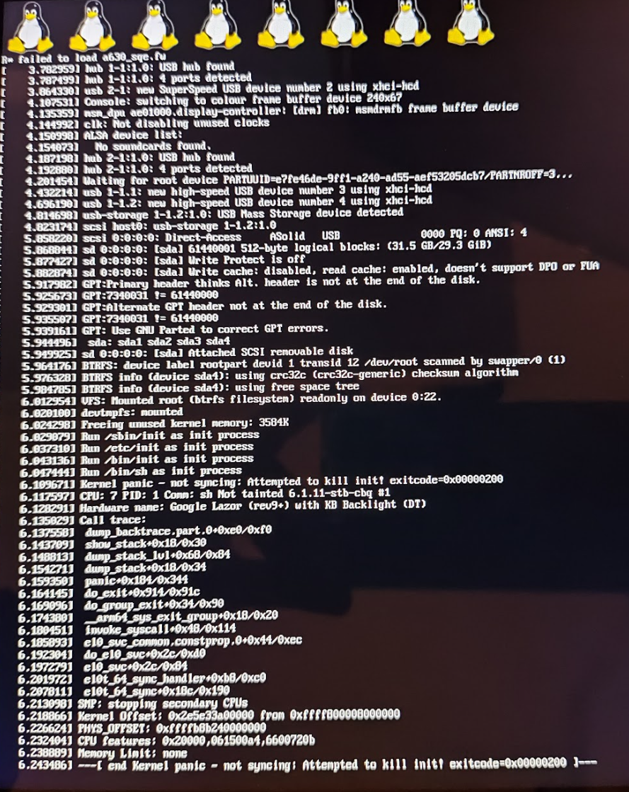 chromebook_trogdor: problem: Kernel panic on boot when building images ...