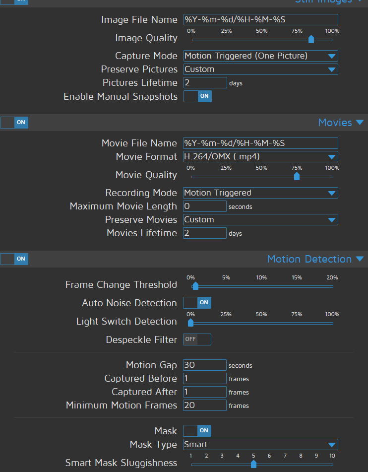 Movie recording of remote (Fastcamera) MotioneyeOS Cam isn't working