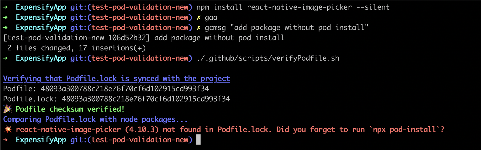 Add package without pod install - failed