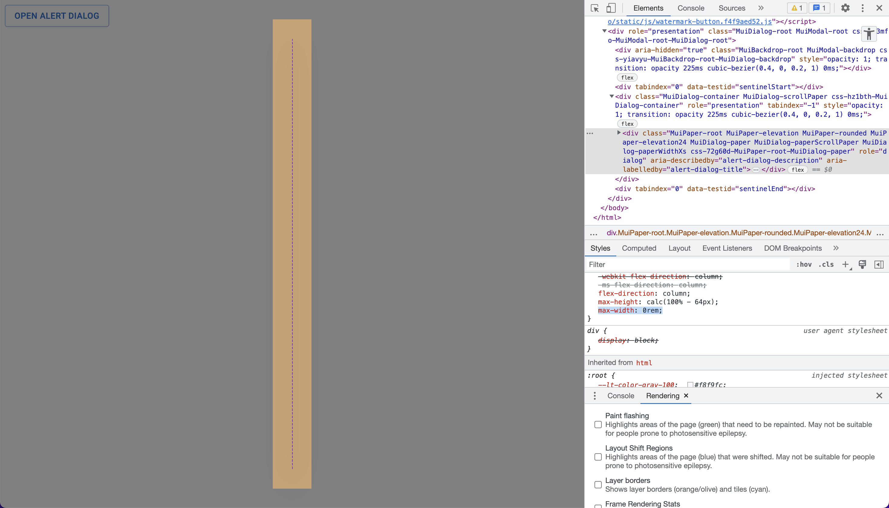 [Dialog] Dialog breaks with custom `breakpoints.unit` and `maxWidth