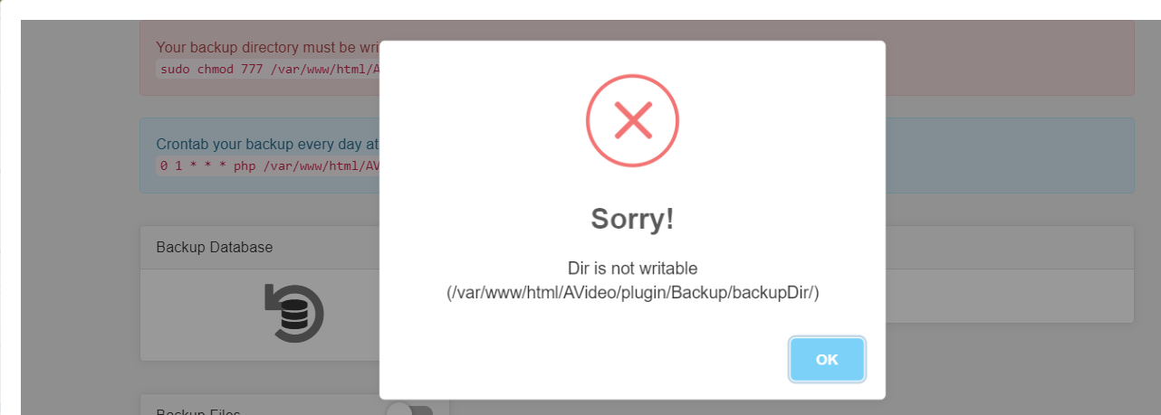 Backup plugin configuration problem · Issue #7225 · WWBN/AVideo · GitHub