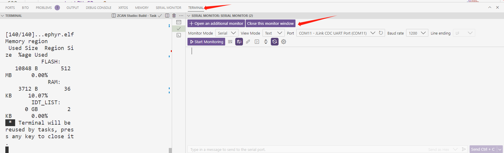 The second and third serial port windows can only be opened under the
