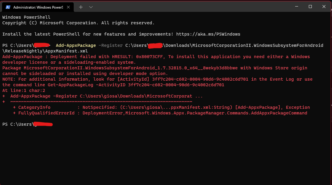 Not able to sideload the WSA despite Dev mode enabled · Issue #21 · WSA ...