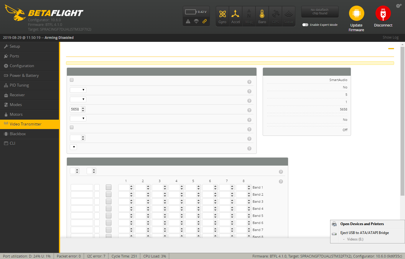 Blank Fields in Video Transmitter tab · Issue 1606 · betaflight