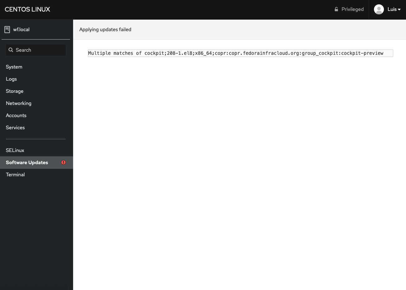 CentOS 8 - Cockpit Preview 208: Multiple Matches of cockpit · Issue ...