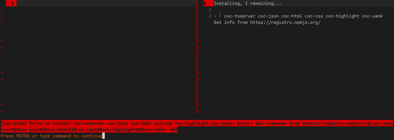 Initial install throws 404 · Issue #4463 · neoclide/coc.nvim · GitHub